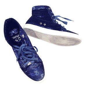JUMP H75 MENS BLUE SEQUIN RASCAL HIGH TOP SNEAKERS 12